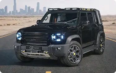 Black Jetour T2 rental in Dubai with glossy paint and bold styling