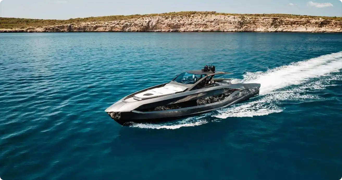 Charter the iconic Lamborghini 63 yacht in Dubai Marina