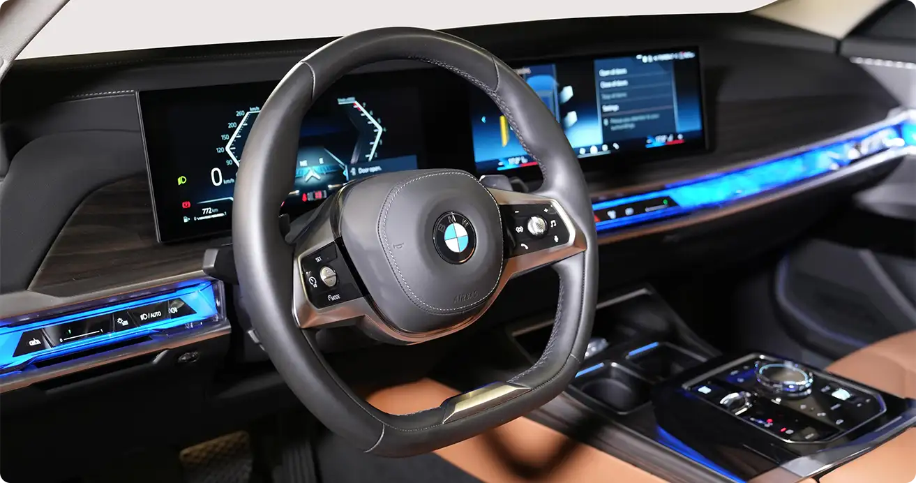 Luxury car rental Dubai BMW 735i - High-end executive sedan with premium features and comfort