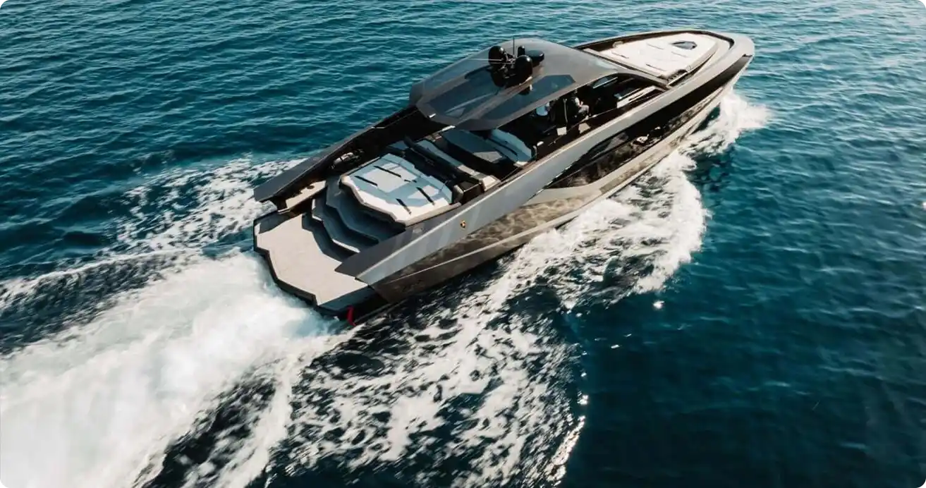 Explore Dubai waters aboard the stylish Lamborghini yacht